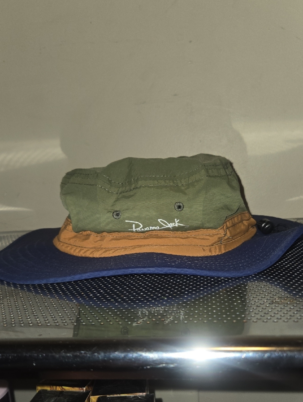 Panama Jack Olive, Tan & Navy Bucket Hat